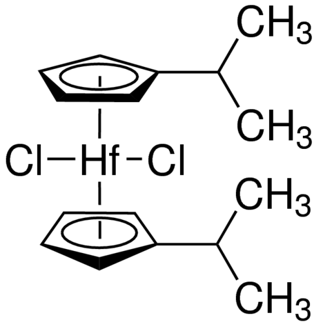 Bis(isopropylcyclopentadienyl)hafnium dichloride - CAS:66349-80-2 - Bis(2-isopropylcyclopenta-1, 3-dien-1-yl)hafnium(2+) dichloride, 56Cl2(iPrCp)2